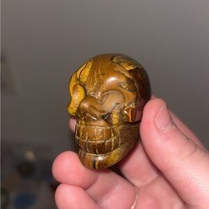 Tiger's Eye Skull Figurine